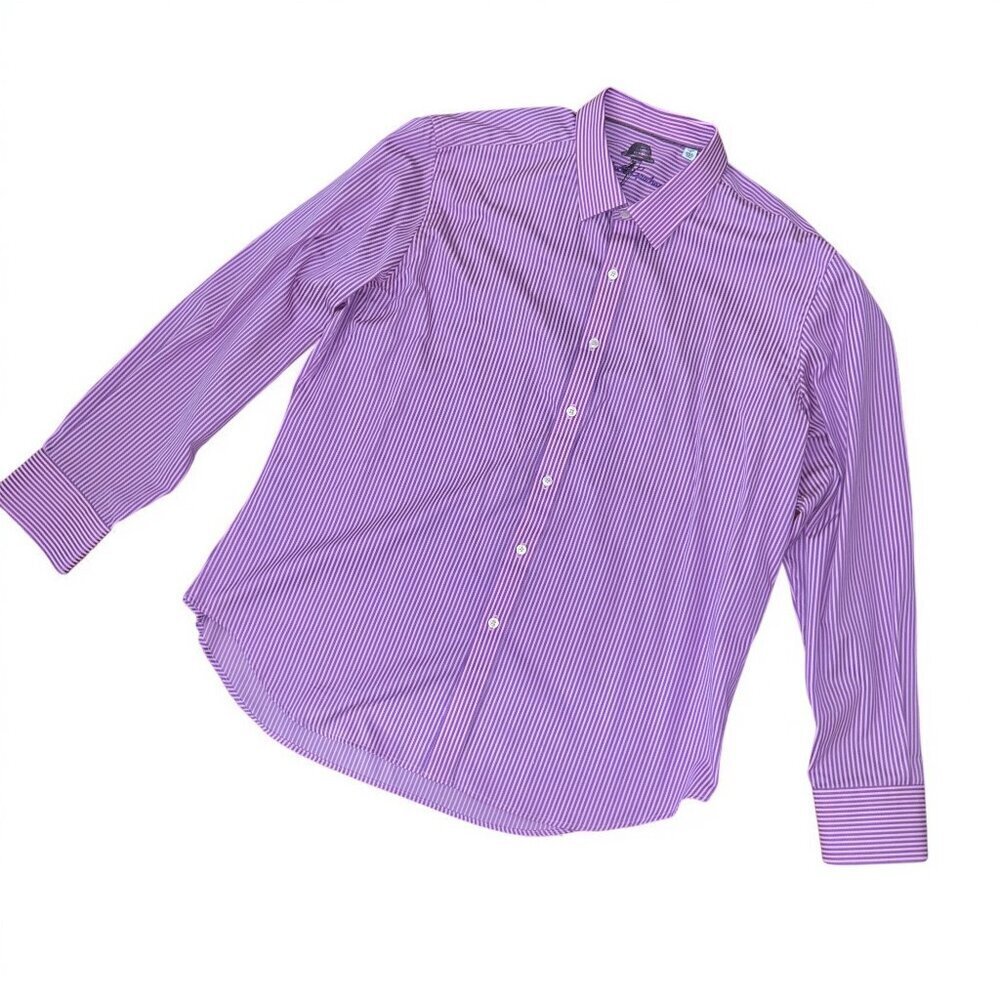 Robert Graham Purple Pink Striped Button Up Dress Shirt Size 2XL XXL in pristine